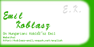 emil koblasz business card